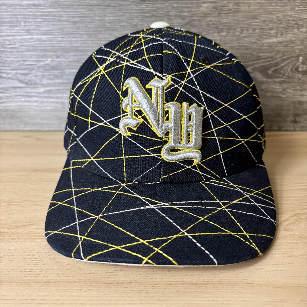 New York Hat Cap Fitted S/M Black Yellow White Embroidered NY Logo Streetwear